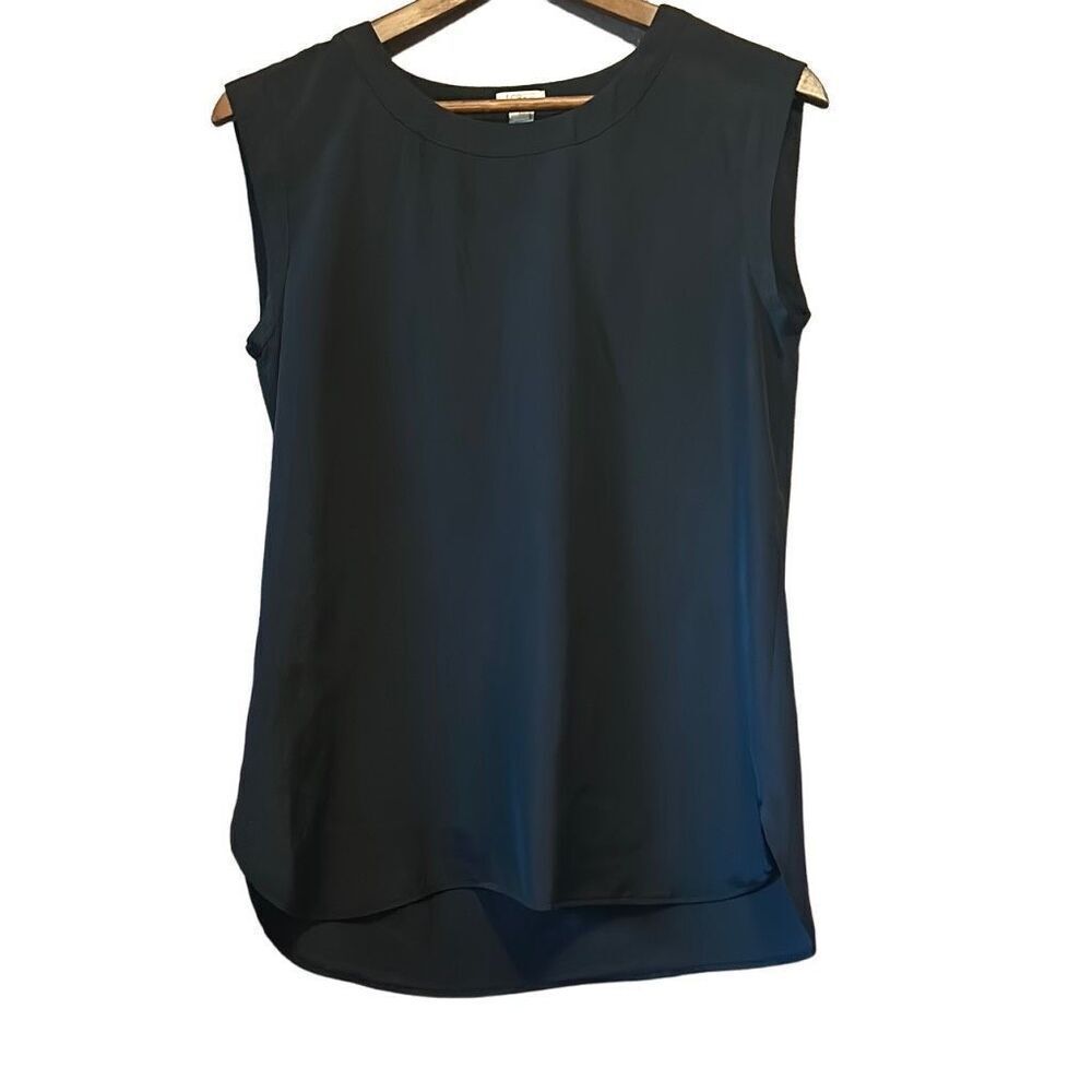 Sleeveless Tunic Top Black Casual Career Modern Flowy